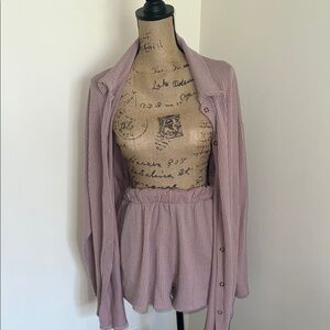 Fashion Nova Blush Knit Cardigan and Shorts Set